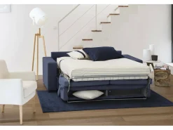 Sofá|Talamo Italia Sofá-cama Daara, ofá de 3 lugare, 100% Fabricado na Itália, Sofá da ala com abertura giratória, com apoio de cabeça ajutávei â€<â€<e braço fino, 200x95h85 cm, Azul
