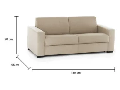 Discount Talamo Italia Sofá-cama Daaze, sofá de 2 lugares, 100% Fabricado na Itália, Sofá da sala com abertura giratória, em tecido acolchoado, com braços padrão, 180x95h90 cm, Bege
