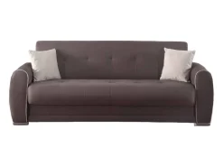 Sofá*Dmora Sofá-cama Dababi, ofá-cama de 3 lugare com arrumação com 2 almofada incluída, Sofá da ala em tecido acolchoado com abertura click-clack, 224x85h87 cm, Cinza Claro Cinzento