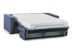 Discount Talamo Italia Sofá-cama Dabaida, Sofá grande de 2 lugare, 100% Fabricado na Itália, Sofá da ala com abertura giratória, em tecido acolchoado, com braço fino, 180x95h90 cm, Azul