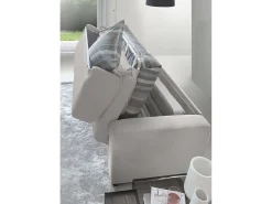 Sofá*Talamo Italia Sofá-cama Dabakah, sofá de 3 lugares, 100% Fabricado na Itália, Sofá da sala com abertura giratória, em tecido acolchoado, com braços finos, 200x95h90 cm, Cinza Cinzento