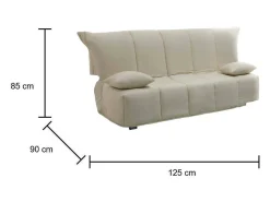 Discount Talamo Italia Sofá-cama Dabald, ofá de 2 lugare, 100% Fabricado na Itália, Sofá da ala com abertura para carrinho, em tecido acolchoado, com almofada incluída, 125x90h85 cm, Bege