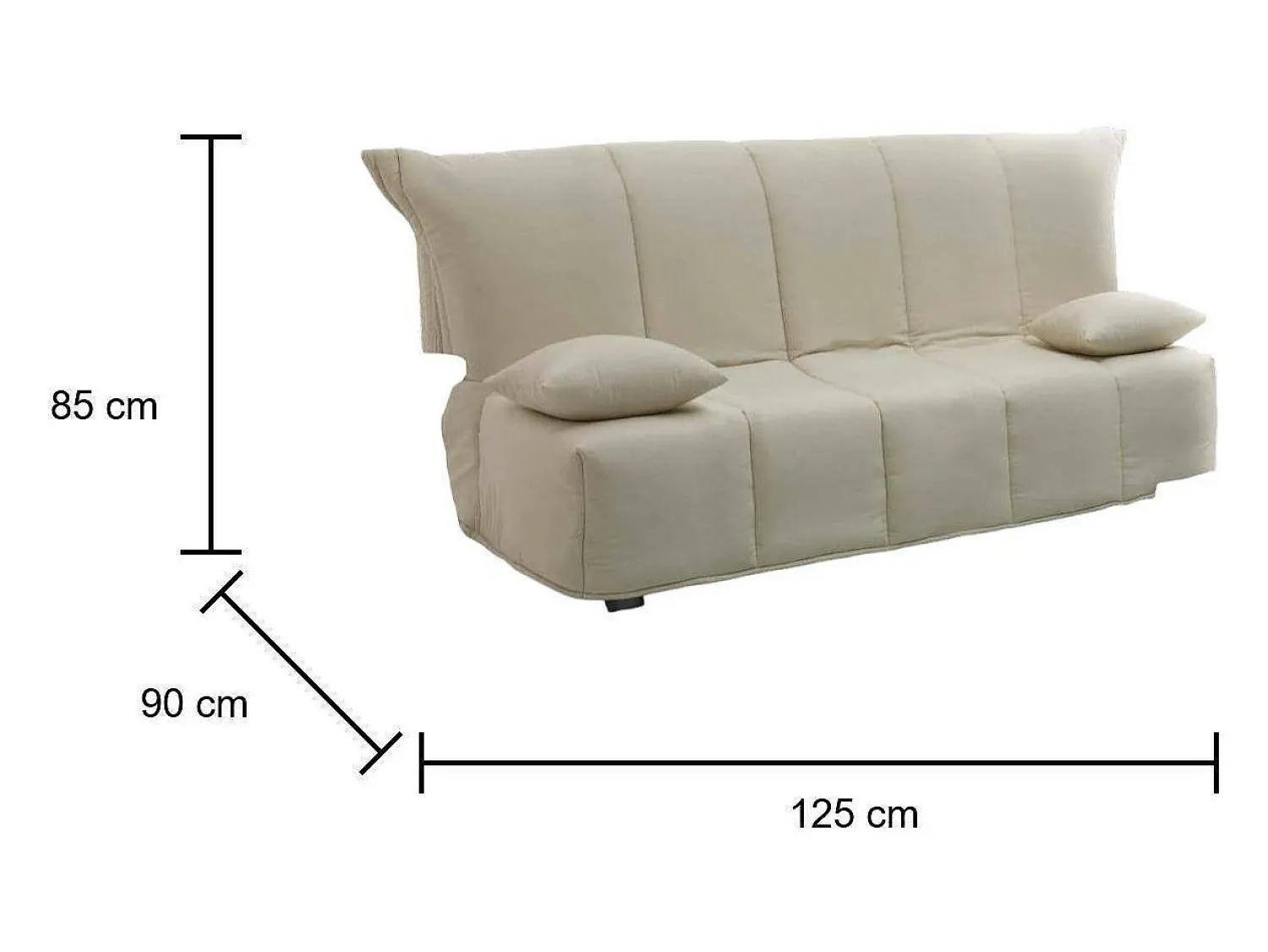 Discount Talamo Italia Sofá-cama Dabald, ofá de 2 lugare, 100% Fabricado na Itália, Sofá da ala com abertura para carrinho, em tecido acolchoado, com almofada incluída, 125x90h85 cm, Bege