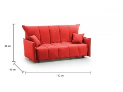 Sofá|Talamo Italia Sofá-cama Dabali, ofá de 2 lugare, 100% Fabricado na Itália, Sofá da ala com abertura para carrinho, em tecido acolchoado, com braço padrão, 150x90h85 cm, Vermelho