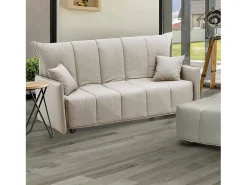 Sofá*Talamo Italia Sofá-cama Dabali, sofá de 2 lugares, 100% Fabricado na Itália, Sofá da sala com abertura para carrinho, em tecido acolchoado, com braços padrão, 150x90h85 cm, Bege