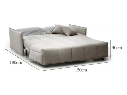 Sofá*Talamo Italia Sofá-cama Dabali, sofá de 2 lugares, 100% Fabricado na Itália, Sofá da sala com abertura para carrinho, em tecido acolchoado, com braços padrão, 150x90h85 cm, Bege