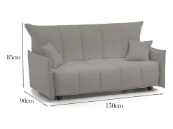Talamo Italia Sofá-cama Dabali, sofá de 2 lugares, 100% Fabricado na Itália, Sofá da sala com abertura para carrinho, em tecido acolchoado, com braços padrão, 150x90h85 cm, Cinza^ Sofá