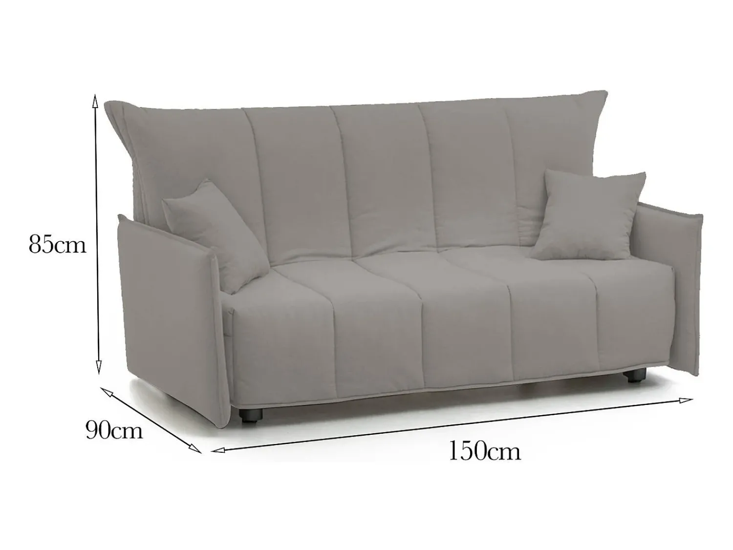 Talamo Italia Sofá-cama Dabali, sofá de 2 lugares, 100% Fabricado na Itália, Sofá da sala com abertura para carrinho, em tecido acolchoado, com braços padrão, 150x90h85 cm, Cinza^ Sofá
