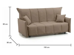 Sofá*Talamo Italia Sofá-cama Dabali, sofá de 2 lugares, 100% Fabricado na Itália, Sofá da sala com abertura para carrinho, em tecido acolchoado, com braços padrão, 150x90h85 cm, Taupe Cinzento