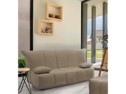 Sofá*Talamo Italia Sofá-cama Dabam, ofá de 3 lugare, 100% Fabricado na Itália, Sofá da ala com abertura para carrinho, em tecido acolchoado, com almofada incluída, 165x90h85 cm, Taupe Cinzento