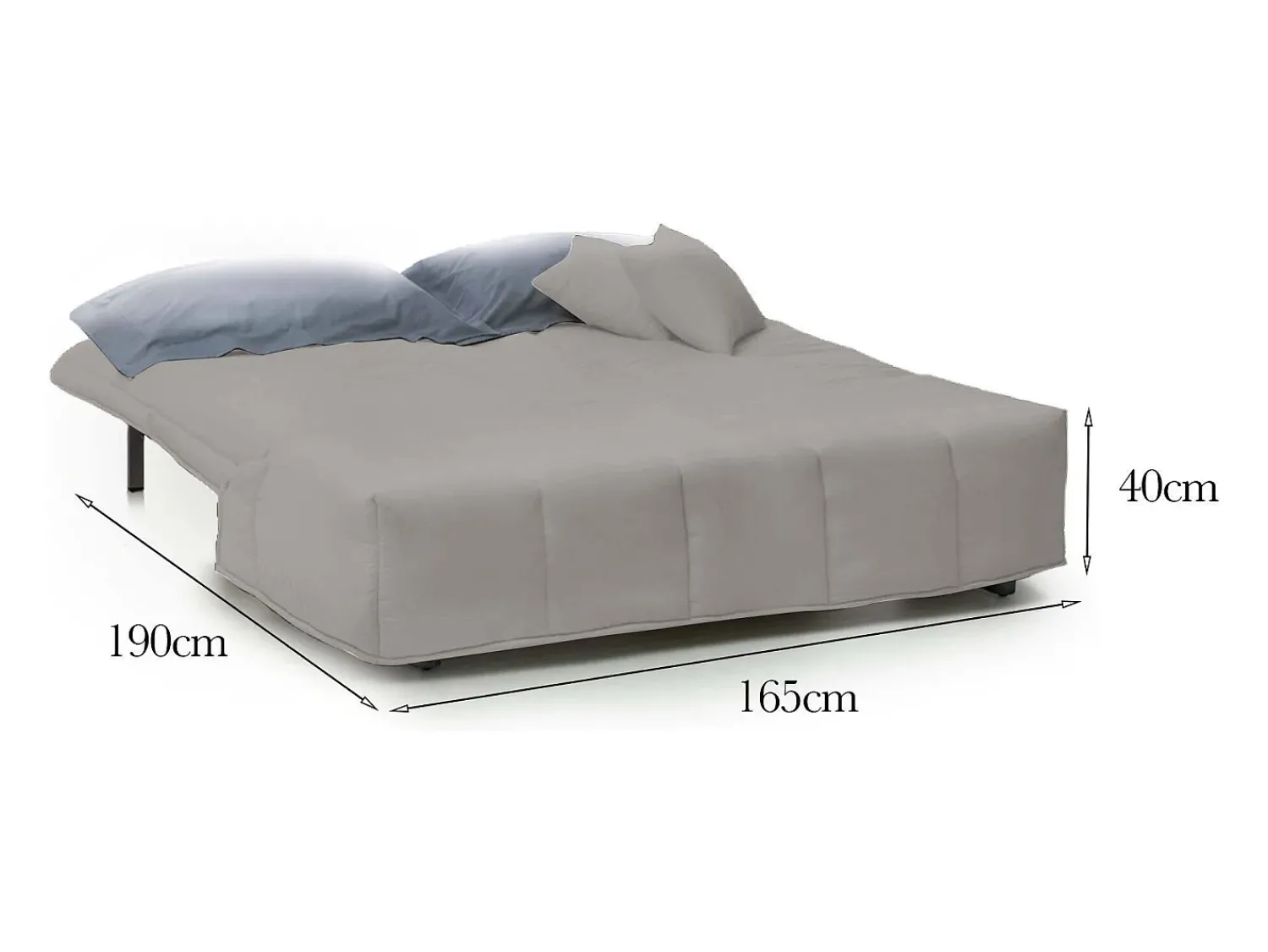 Best Talamo Italia Sofá-cama Dabam, ofá de 3 lugare, 100% Fabricado na Itália, Sofá da ala com abertura para carrinho, em tecido acolchoado, com almofada incluída, 165x90h85 cm, Cinza Cinzento