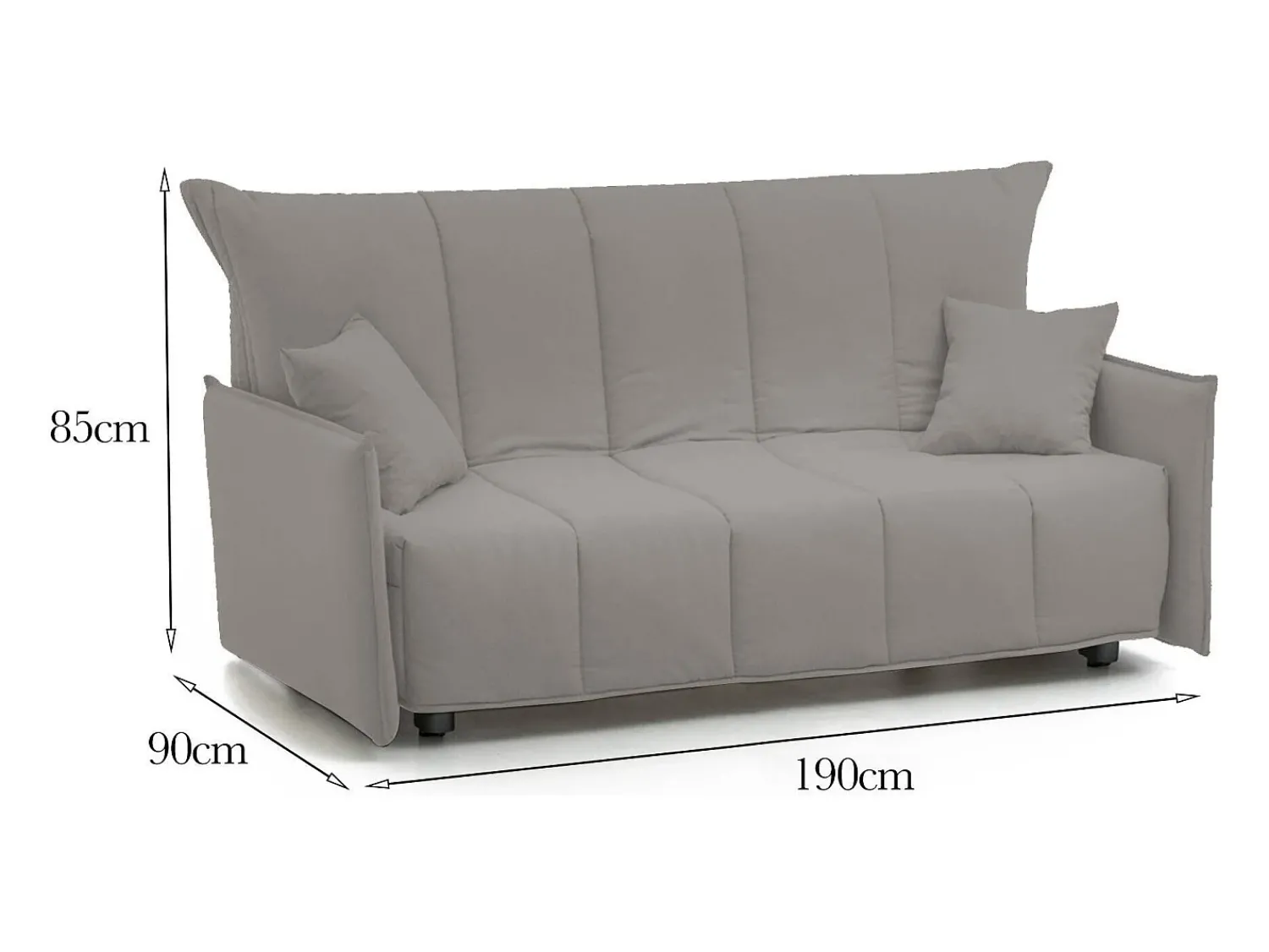 Discount Talamo Italia Sofá-cama Dabarc, sofá de 3 lugares, 100% Fabricado na Itália, Sofá da sala com abertura para carrinho, em tecido acolchoado, com braços padrão, 190x90h85 cm, Cinza Cinzento