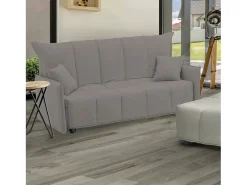 Discount Talamo Italia Sofá-cama Dabarc, sofá de 3 lugares, 100% Fabricado na Itália, Sofá da sala com abertura para carrinho, em tecido acolchoado, com braços padrão, 190x90h85 cm, Cinza Cinzento