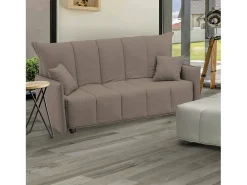 Talamo Italia Sofá-cama Dabarc, sofá de 3 lugares, 100% Fabricado na Itália, Sofá da sala com abertura para carrinho, em tecido acolchoado, com braços padrão, 190x90h85 cm, Taupe^ Sofá