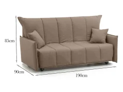 Talamo Italia Sofá-cama Dabarc, sofá de 3 lugares, 100% Fabricado na Itália, Sofá da sala com abertura para carrinho, em tecido acolchoado, com braços padrão, 190x90h85 cm, Taupe^ Sofá
