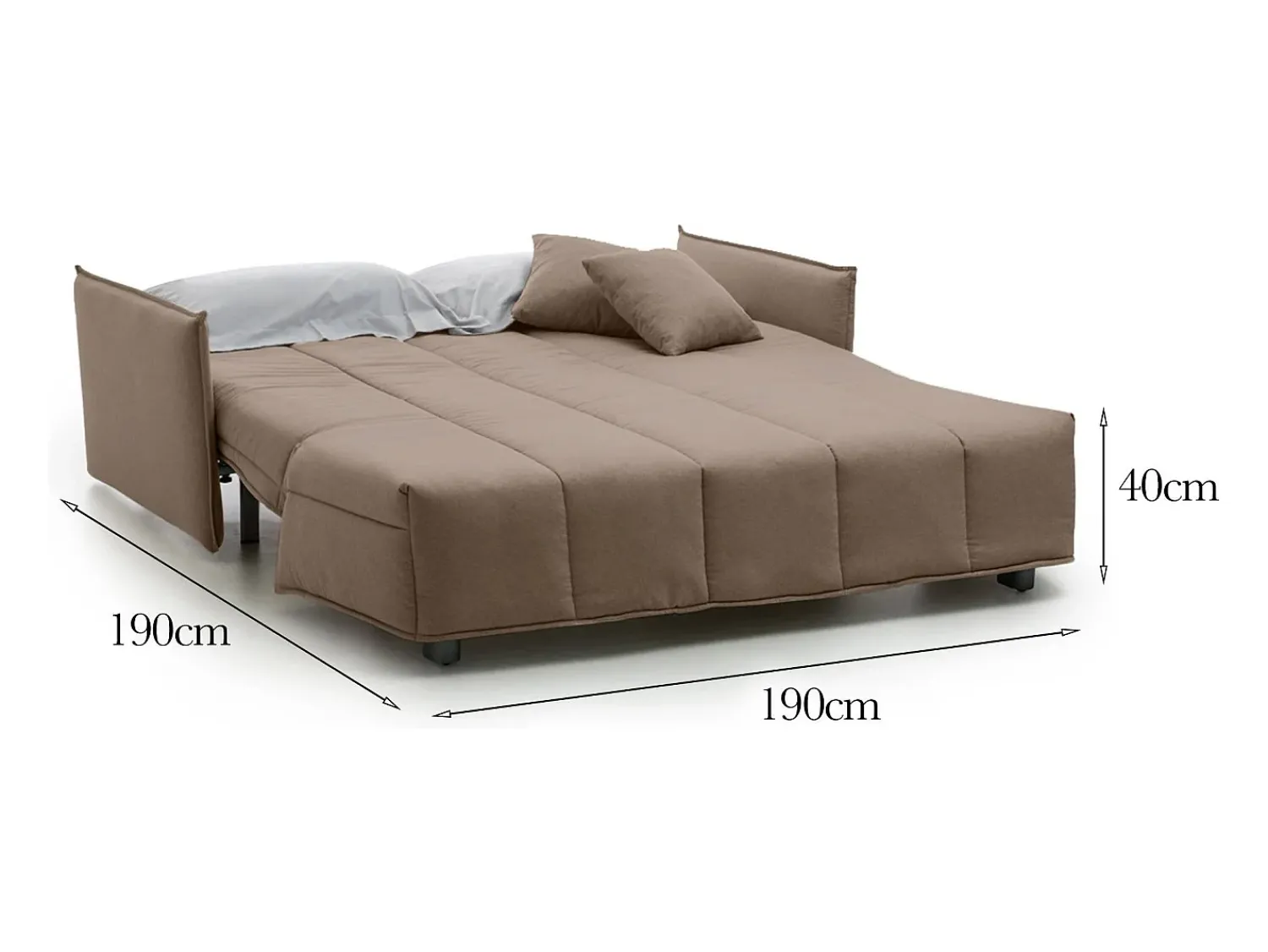 Talamo Italia Sofá-cama Dabarc, sofá de 3 lugares, 100% Fabricado na Itália, Sofá da sala com abertura para carrinho, em tecido acolchoado, com braços padrão, 190x90h85 cm, Taupe^ Sofá