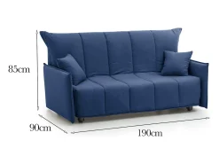 Sofá|Talamo Italia Sofá-cama Dabarc, sofá de 3 lugares, 100% Fabricado na Itália, Sofá da sala com abertura para carrinho, em tecido acolchoado, com braços padrão, 190x90h85 cm, Azul