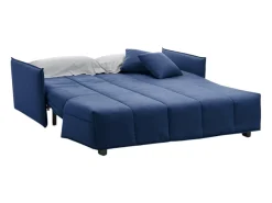 Sofá|Talamo Italia Sofá-cama Dabarc, sofá de 3 lugares, 100% Fabricado na Itália, Sofá da sala com abertura para carrinho, em tecido acolchoado, com braços padrão, 190x90h85 cm, Azul