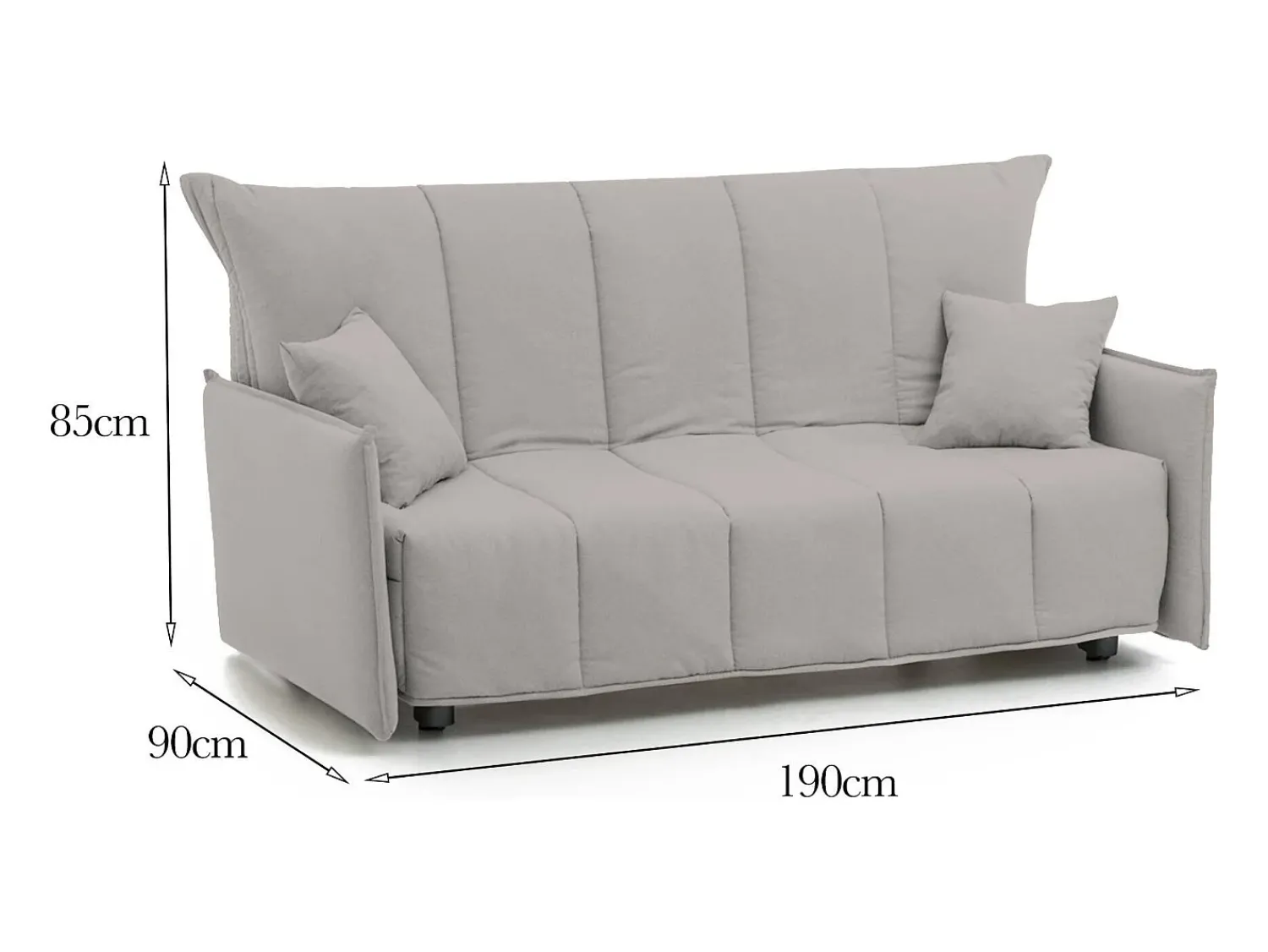 Sofá*Talamo Italia Sofá-cama Dabarc, sofá de 3 lugares, 100% Fabricado na Itália, Sofá da sala com abertura para carrinho, em tecido acolchoado, com braços padrão, 190x90h85 cm, Bege