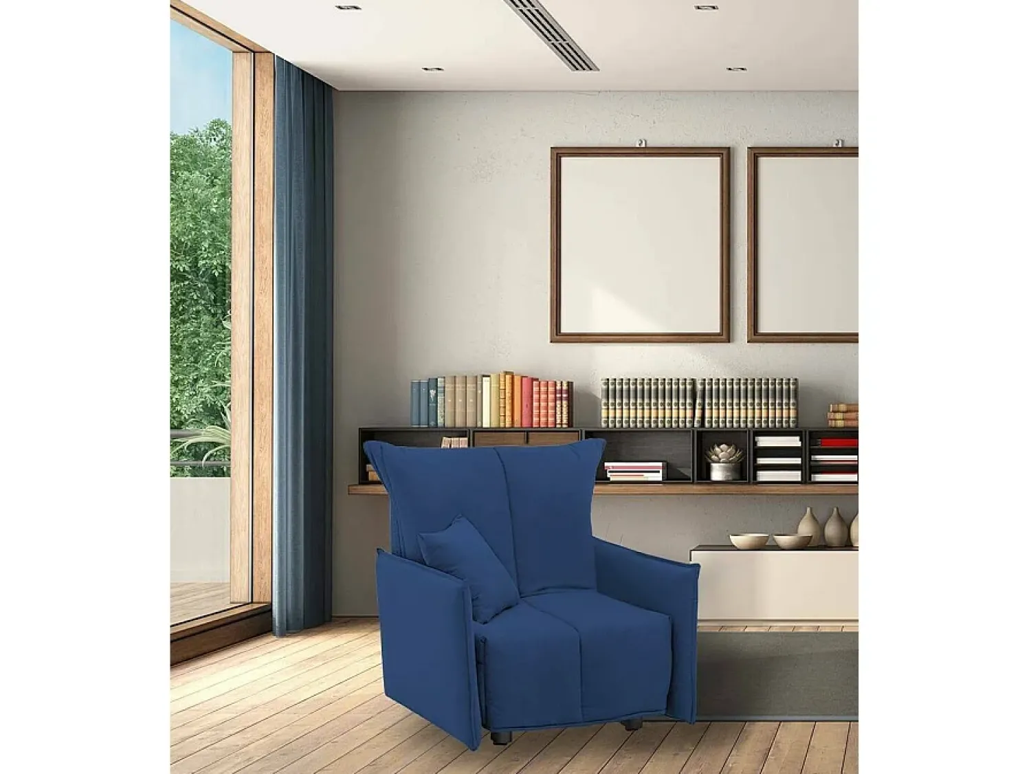 Talamo Italia Sofá-cama Dabari, Sofá individual, 100% Fabricado na Itália, Poltrona de ala com abertura para carrinho, em tecido acolchoado, com braço padrão, 110x90h85 cm,^ Poltrona