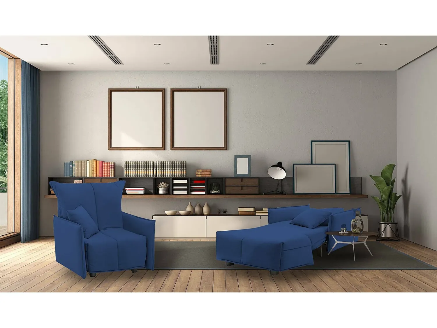 Talamo Italia Sofá-cama Dabari, Sofá individual, 100% Fabricado na Itália, Poltrona de ala com abertura para carrinho, em tecido acolchoado, com braço padrão, 110x90h85 cm,^ Poltrona