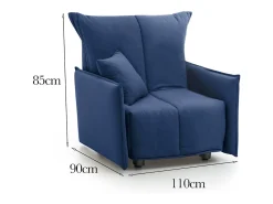 Talamo Italia Sofá-cama Dabari, Sofá individual, 100% Fabricado na Itália, Poltrona de ala com abertura para carrinho, em tecido acolchoado, com braço padrão, 110x90h85 cm,^ Poltrona