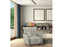 Poltrona|Talamo Italia Sofá-cama Dabari, Sofá individual, 100% Fabricado na Itália, Poltrona de ala com abertura para carrinho, em tecido acolchoado, com braço padrão, 110x90h85 cm, Bege
