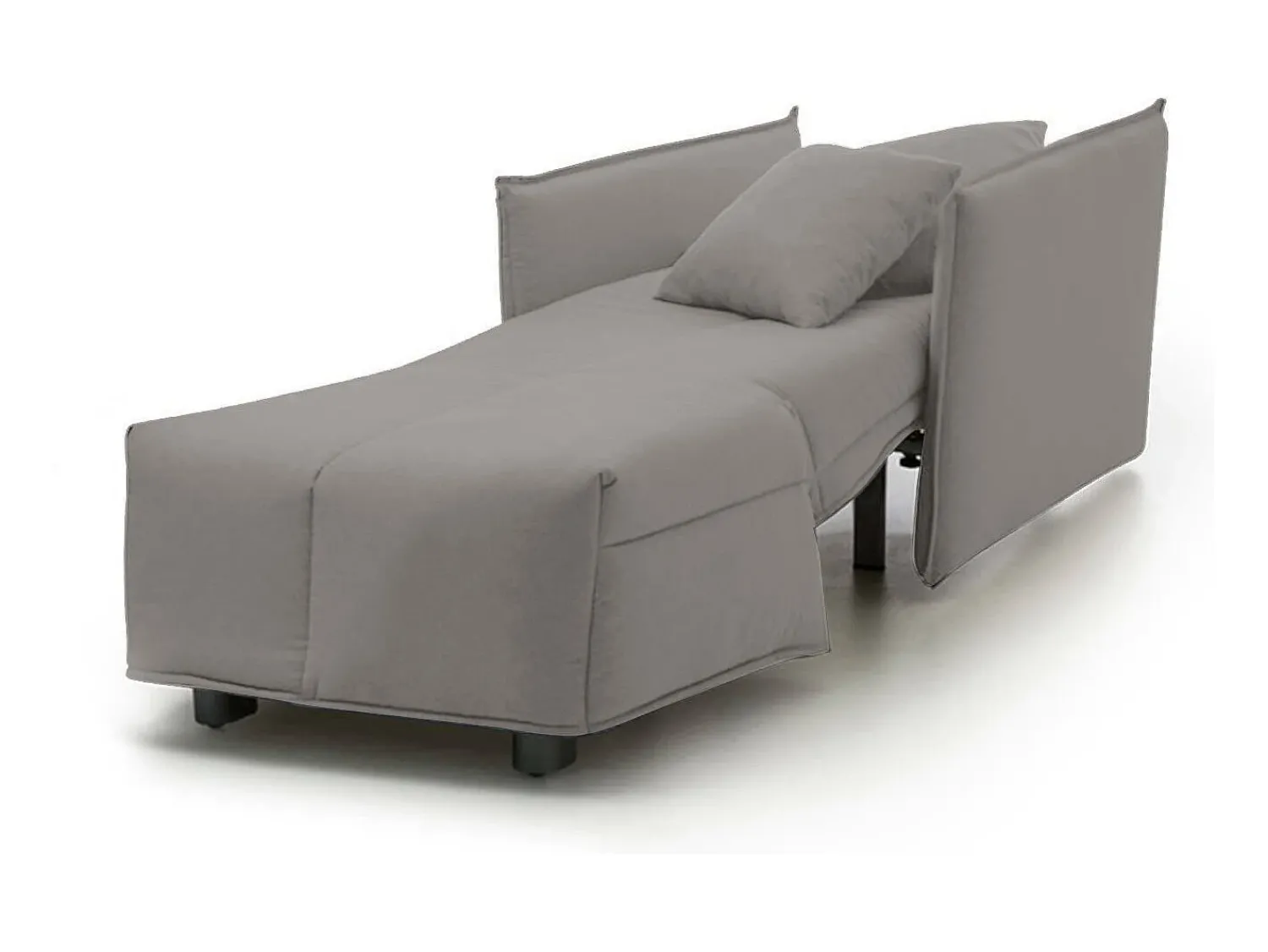 New Talamo Italia Sofá-cama Dabari, Sofá individual, 100% Fabricado na Itália, Poltrona de ala com abertura para carrinho, em tecido acolchoado, com braço padrão, 110x90h85 cm, Cinza Cinzento