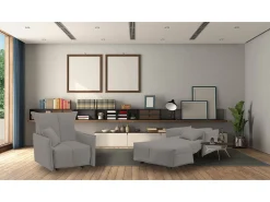 New Talamo Italia Sofá-cama Dabari, Sofá individual, 100% Fabricado na Itália, Poltrona de ala com abertura para carrinho, em tecido acolchoado, com braço padrão, 110x90h85 cm, Cinza Cinzento