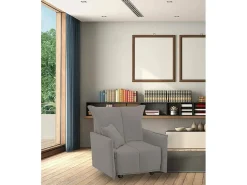 New Talamo Italia Sofá-cama Dabari, Sofá individual, 100% Fabricado na Itália, Poltrona de ala com abertura para carrinho, em tecido acolchoado, com braço padrão, 110x90h85 cm, Cinza Cinzento
