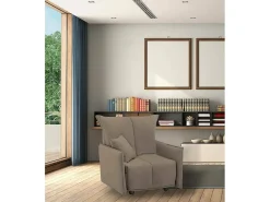Talamo Italia Sofá-cama Dabari, Sofá individual, 100% Fabricado na Itália, Poltrona de ala com abertura para carrinho, em tecido acolchoado, com braço padrão, Cm 110x90h85, Taupe^ Poltrona