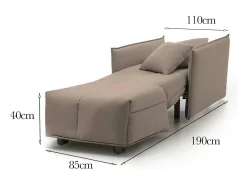 Talamo Italia Sofá-cama Dabari, Sofá individual, 100% Fabricado na Itália, Poltrona de ala com abertura para carrinho, em tecido acolchoado, com braço padrão, Cm 110x90h85, Taupe^ Poltrona
