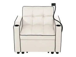Online Merax Sofá-cama de 1 lugar com porta-copos e suporte para telefone - 83 x 75 x 167 cm - Veludo - Bege