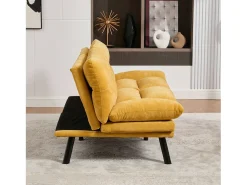 Sofá*Merax Sofá-cama de 2 lugares - 165 x 90 x 76 cm - com encosto e braços ajustáveis - Microfibra - Amarelo