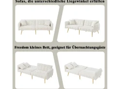 Sofá*Merax Sofá-cama de 2 lugares - 178 x 82 x 70 cm - com encosto e braços ajustáveis - veludo - Branco