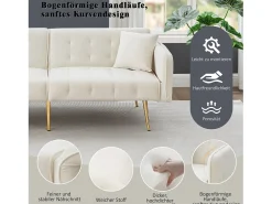 Sofá*Merax Sofá-cama de 2 lugares - 178 x 82 x 70 cm - com encosto e braços ajustáveis - veludo - Branco