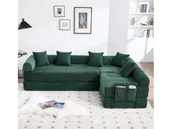 Outlet Merax Sofá-cama de 4 lugares - 270 x 180 x 64 cm - design modular - veludo - Verde