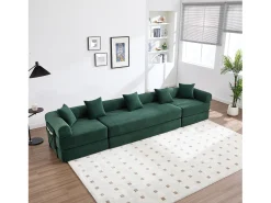 Outlet Merax Sofá-cama de 4 lugares - 270 x 180 x 64 cm - design modular - veludo - Verde