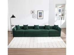 Outlet Merax Sofá-cama de 4 lugares - 270 x 180 x 64 cm - design modular - veludo - Verde