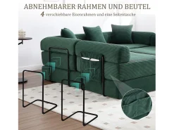 Outlet Merax Sofá-cama de 4 lugares - 270 x 180 x 64 cm - design modular - veludo - Verde