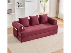 Merax Sofá-cama de 3 lugares - 200 x 94 x 67 cm - com bolsos laterais + 3 almofadas - veludo -^ Sofá