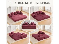 Merax Sofá-cama de 3 lugares - 200 x 94 x 67 cm - com bolsos laterais + 3 almofadas - veludo -^ Sofá