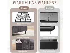 Sofá*Merax Sofá-cama de 3 lugares - 142 x 128 x 85 cm - com porta-copos + portas USB + LEDs - veludo - cinza escuro Cinzento