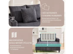 Sofá*Merax Sofá-cama de 3 lugares - 142 x 128 x 85 cm - com porta-copos + portas USB + LEDs - veludo - cinza escuro Cinzento