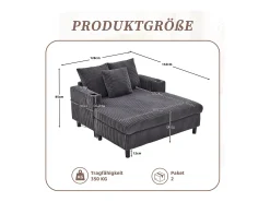 Sofá*Merax Sofá-cama de 3 lugares - 142 x 128 x 85 cm - com porta-copos + portas USB + LEDs - veludo - cinza escuro Cinzento