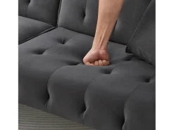 Merax Sofá-cama de 2 lugares - 178 x 82 x 70 cm - com encosto e braços ajustáveis - veludo - cinza^ Sofá