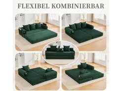 Sofá*Merax Sofá-cama de 3 lugares - 200 x 94 x 67 cm - com bolsos laterais + 3 almofadas - veludo - Verde