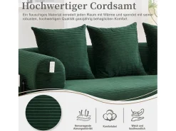 Sofá*Merax Sofá-cama de 3 lugares - 200 x 94 x 67 cm - com bolsos laterais + 3 almofadas - veludo - Verde