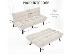Merax Sofá-cama de 2 lugares - 165 x 90 x 76 cm - com encosto e braços ajustáveis - Microfibra -^ Sofá