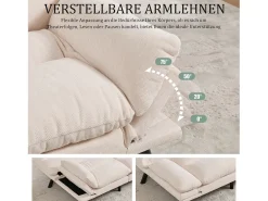 Merax Sofá-cama de 2 lugares - 165 x 90 x 76 cm - com encosto e braços ajustáveis - Microfibra -^ Sofá